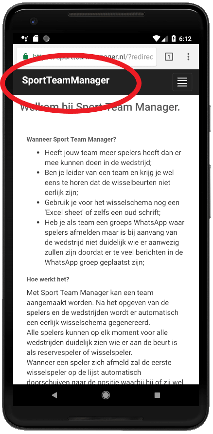 Openen wedstrijdoverzicht